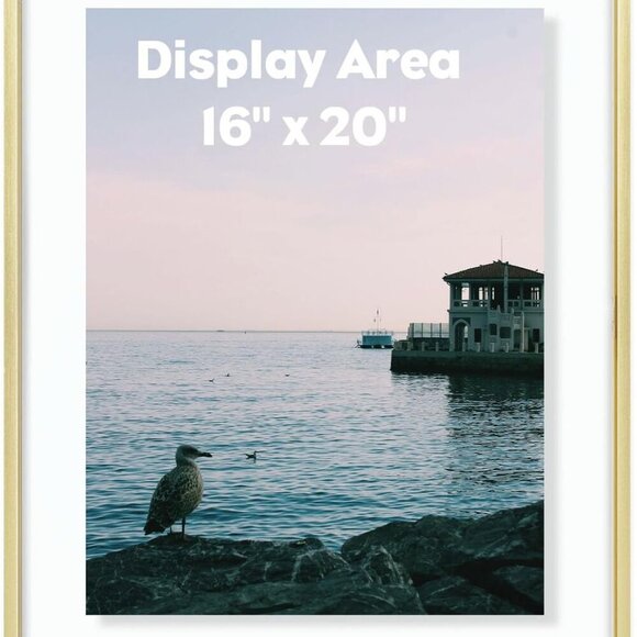 16x20 Floating Frame Gold Aluminum Picture Frame Clear Glass Displays Any Size